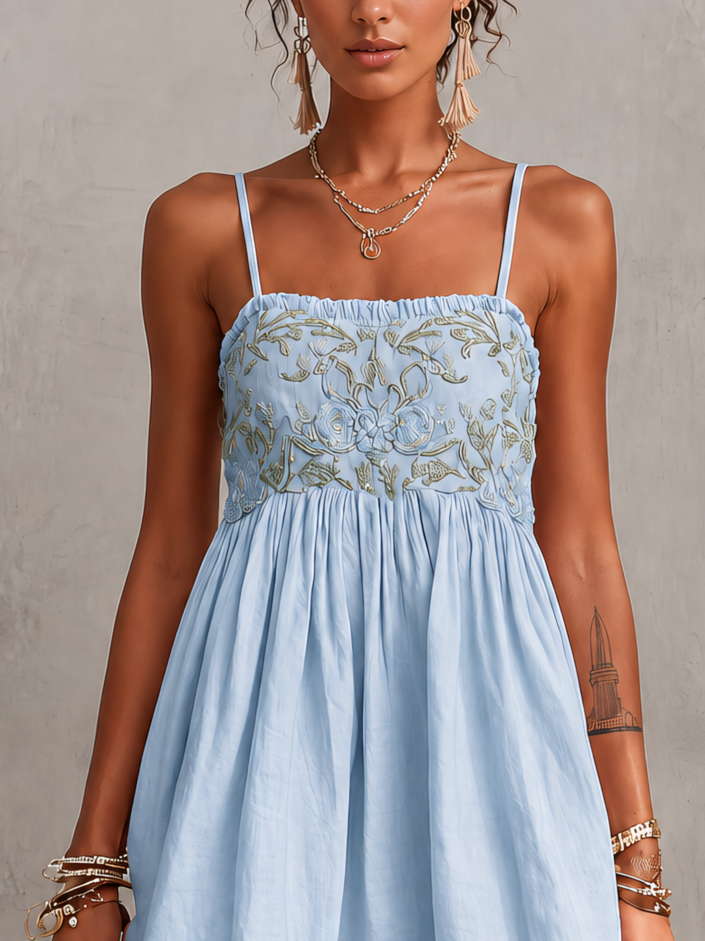 Embroidered Cami Mini Dress