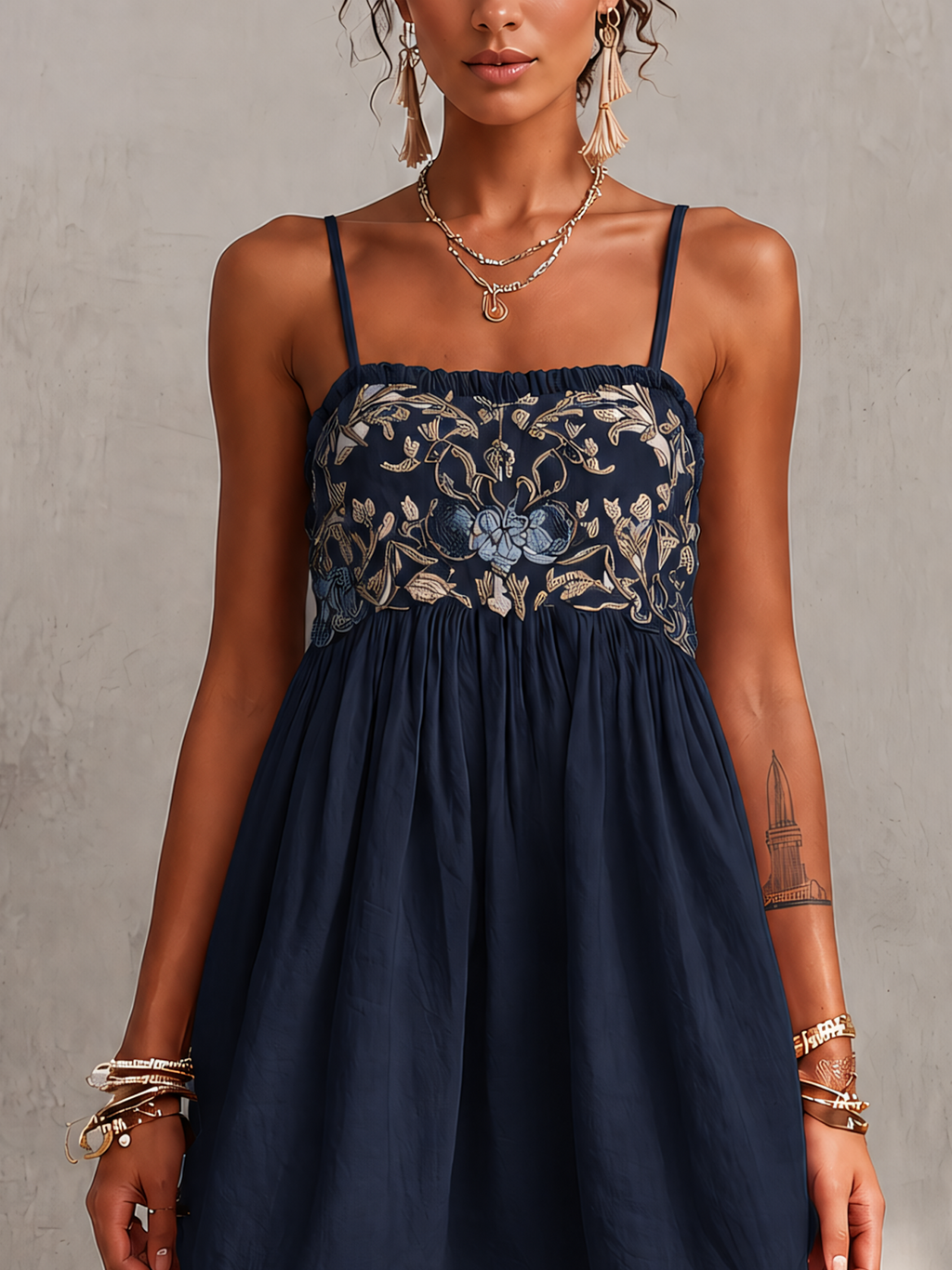 Embroidered Cami Mini Dress