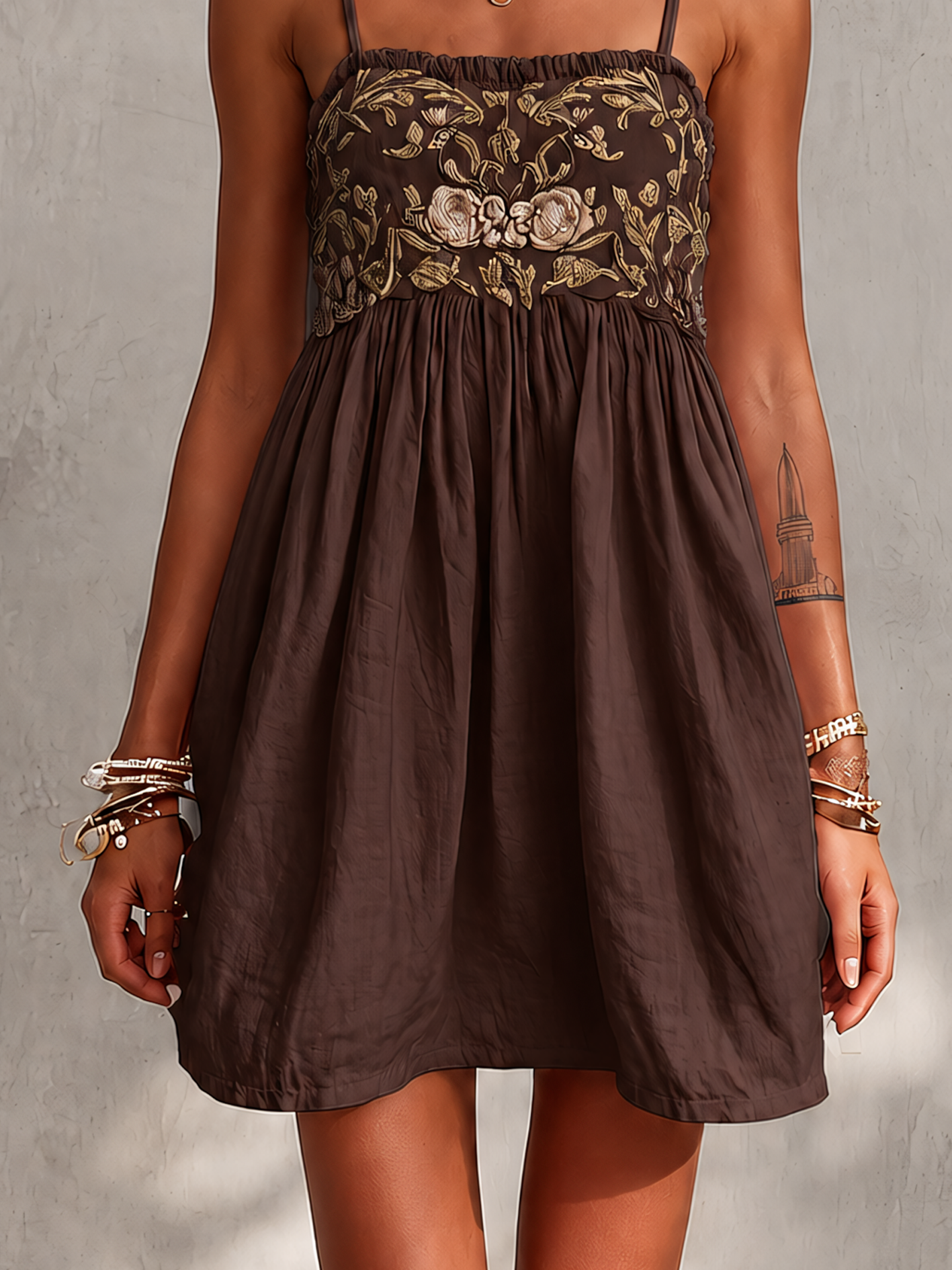 Embroidered Cami Mini Dress