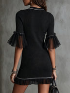 Sheer Ruffle Knit Mini Dress