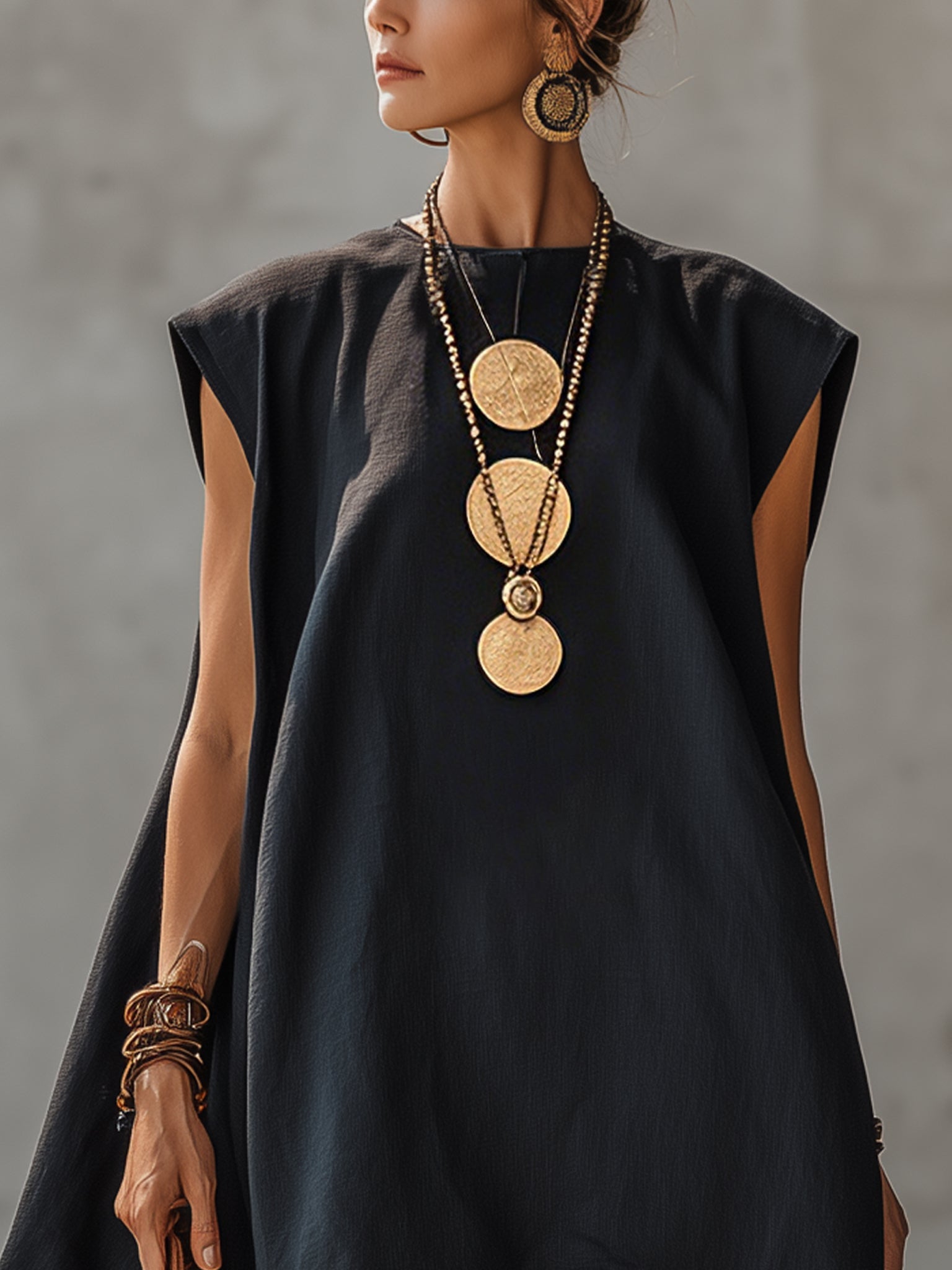 Embroidered Lace Linen Mini Dress