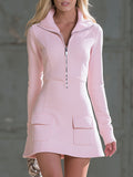Retro Half-Zip Mini Dress