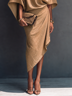 Minimalist Draped Asymmetric Midi Dress