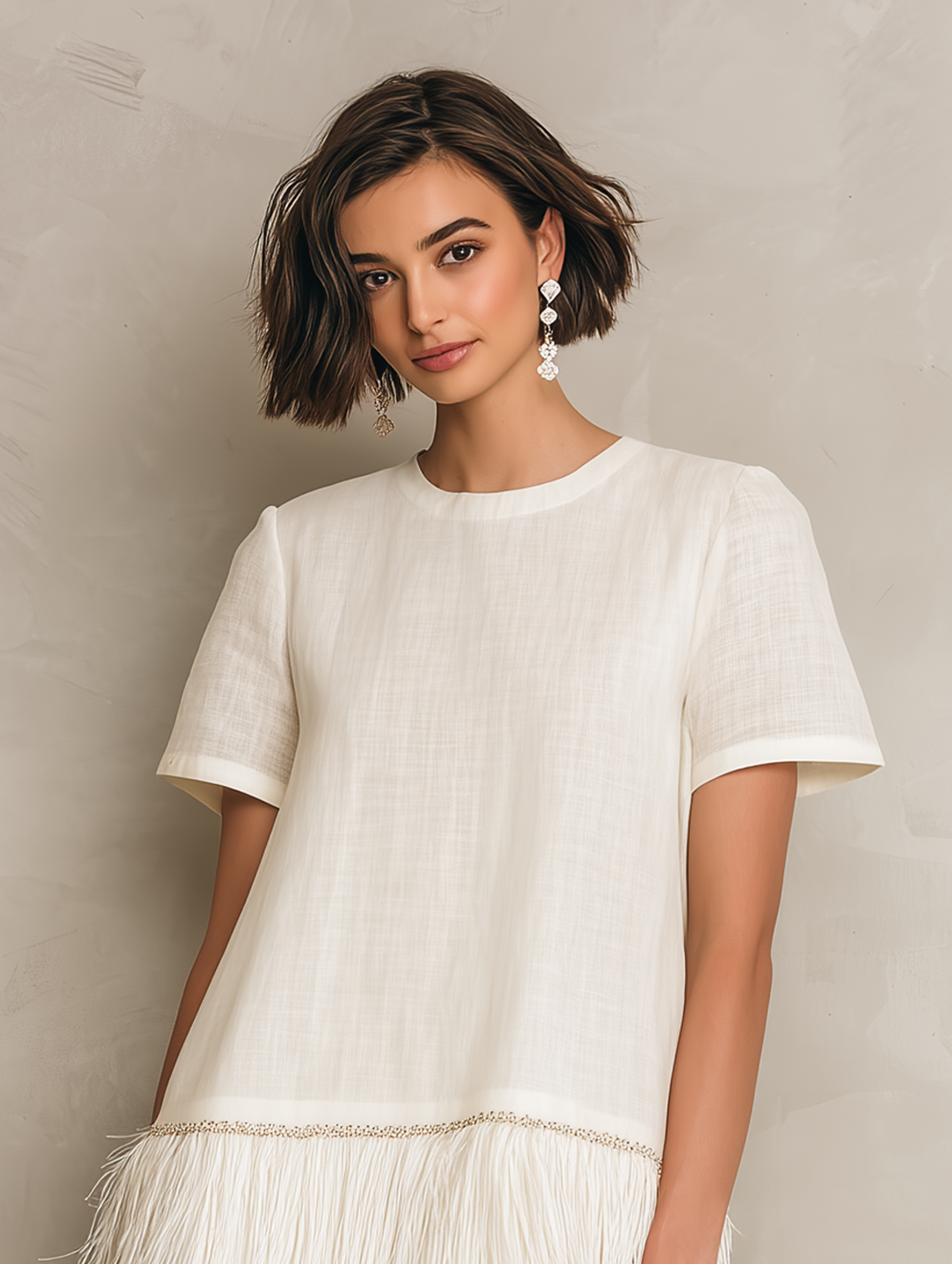 Minimalist Fringe Hem Mini Dress