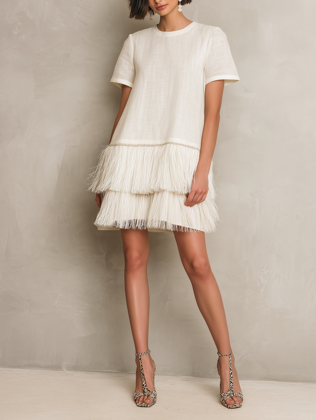 Minimalist Fringe Hem Mini Dress