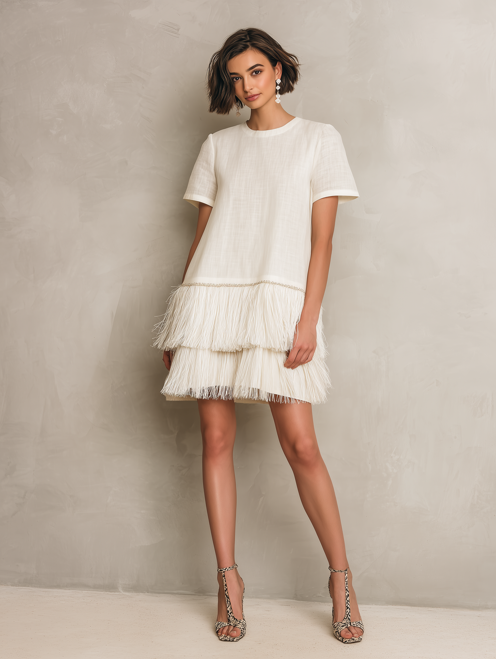 Minimalist Fringe Hem Mini Dress