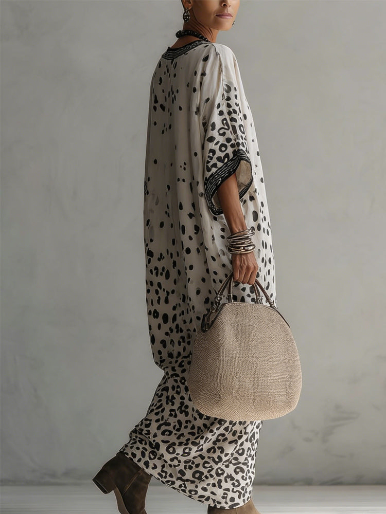 Gradient Leopard Chiffon Maxi Dress