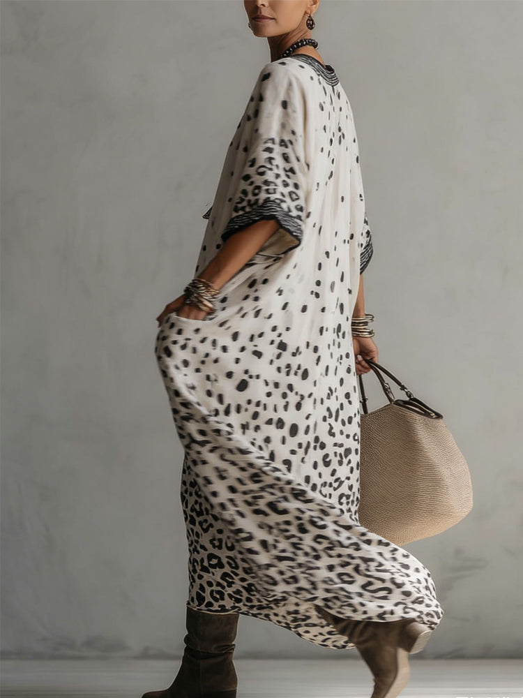 Gradient Leopard Chiffon Maxi Dress