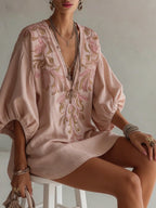 Embroidered Linen Mini Dress