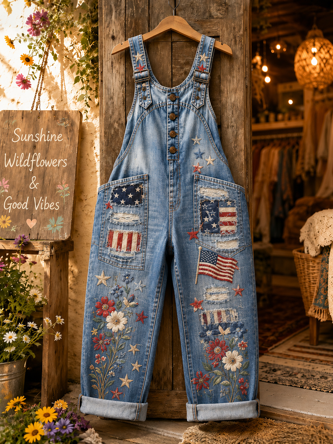 Women's Retro Art Print Jumpsuit