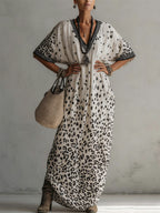 Gradient Leopard Chiffon Maxi Dress