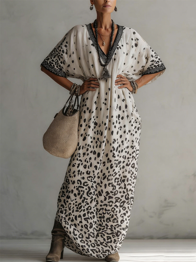 Gradient Leopard Chiffon Maxi Dress