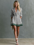 Retro Contrast-Trim Striped Mini Dress
