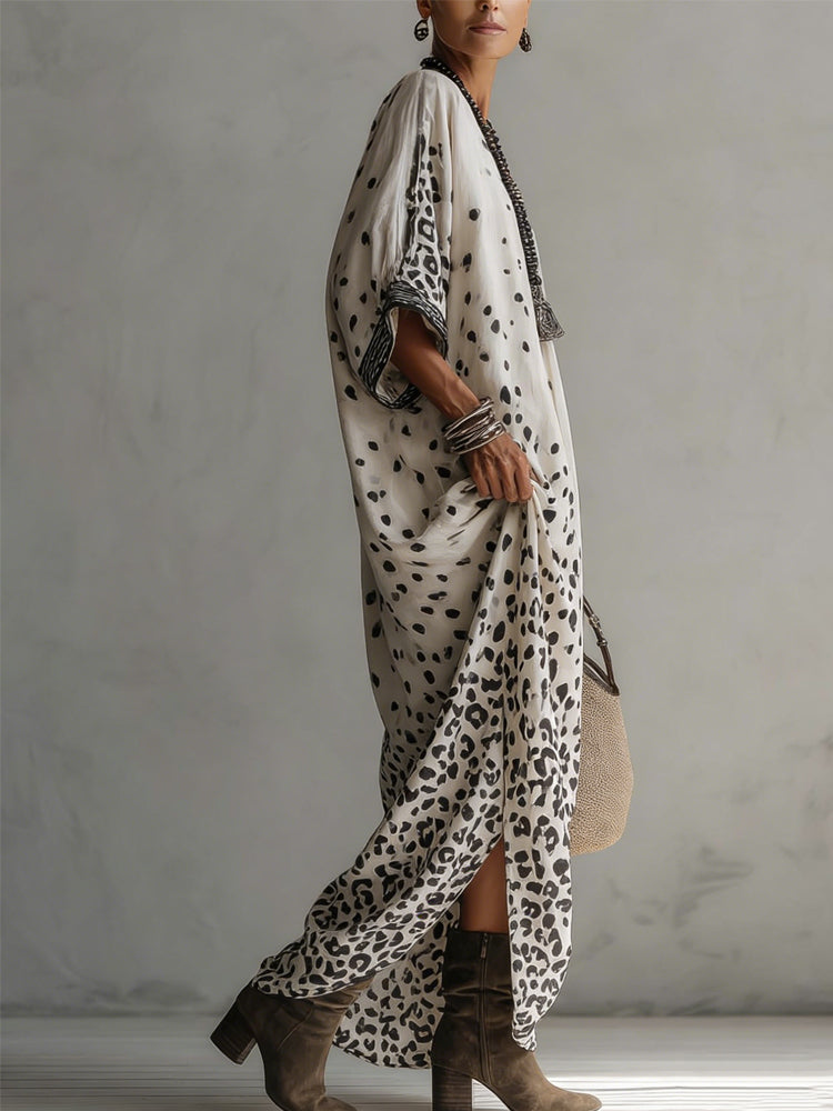 Gradient Leopard Chiffon Maxi Dress