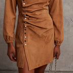 Women's Western Retro Style Autumn And Winter New Suede Dress
