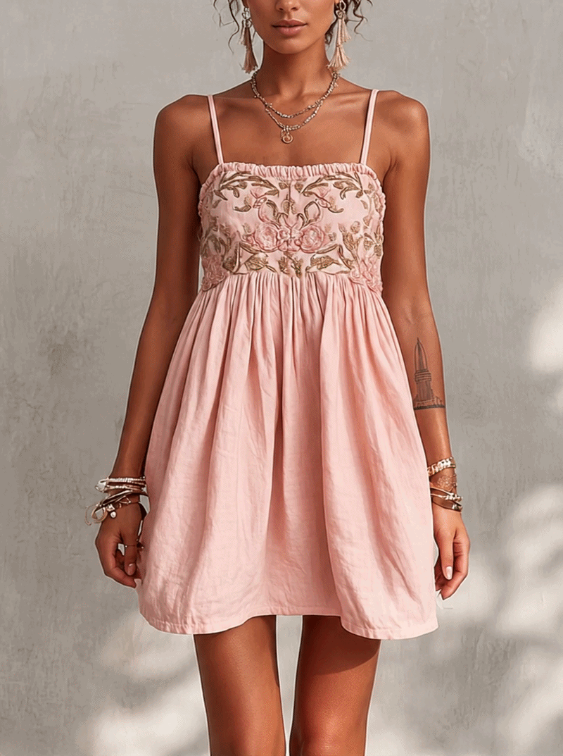 Embroidered Cami Mini Dress