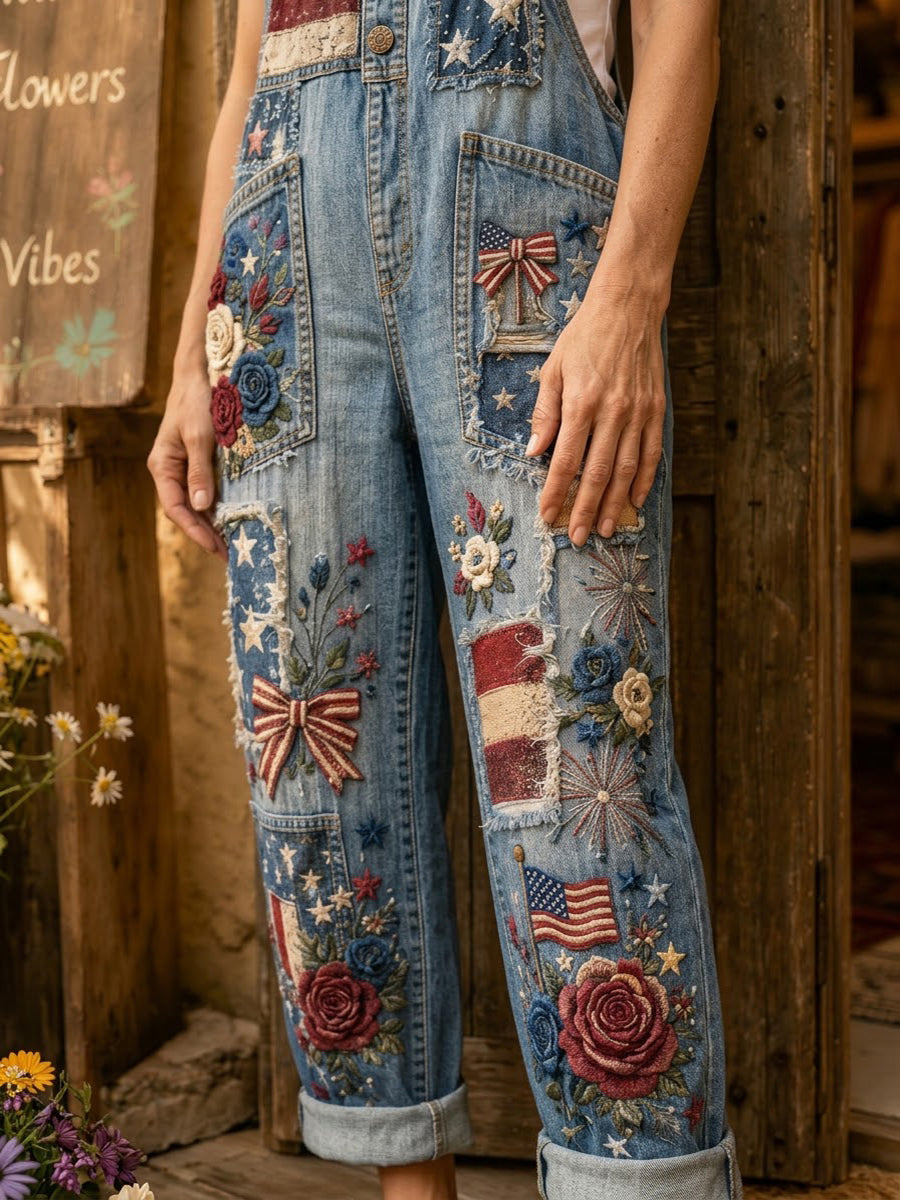 Women's Retro Art Print Jumpsuit
