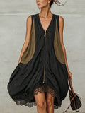Color-block zip-front tulip mini dress