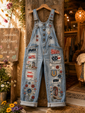 Women's Retro Art Print Jumpsuit