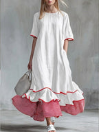 Casual Striped Patchwork Dress
