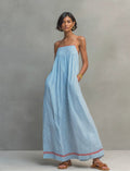 Striped Maxi Dress With Red Piping