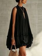 Halter Neck Ruffled Chiffon Bubble Mini Dress