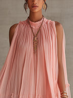 Halter Neck Ruffled Chiffon Bubble Mini Dress