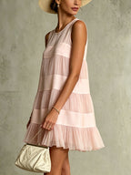 Pleated Chiffon Satin Mini Dress