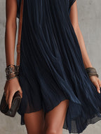 Floral Embroidered Chiffon Mini Dress
