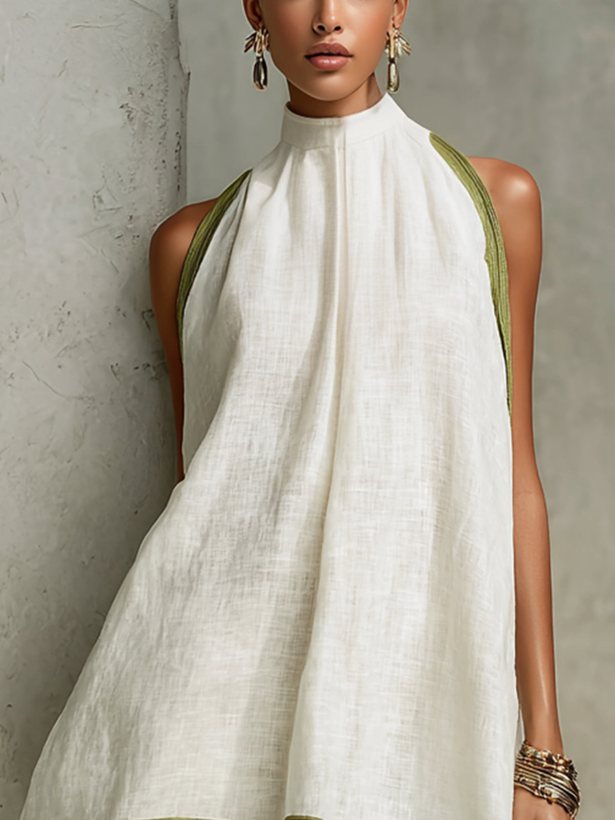 Botanical Trim A-Line Mini Dress
