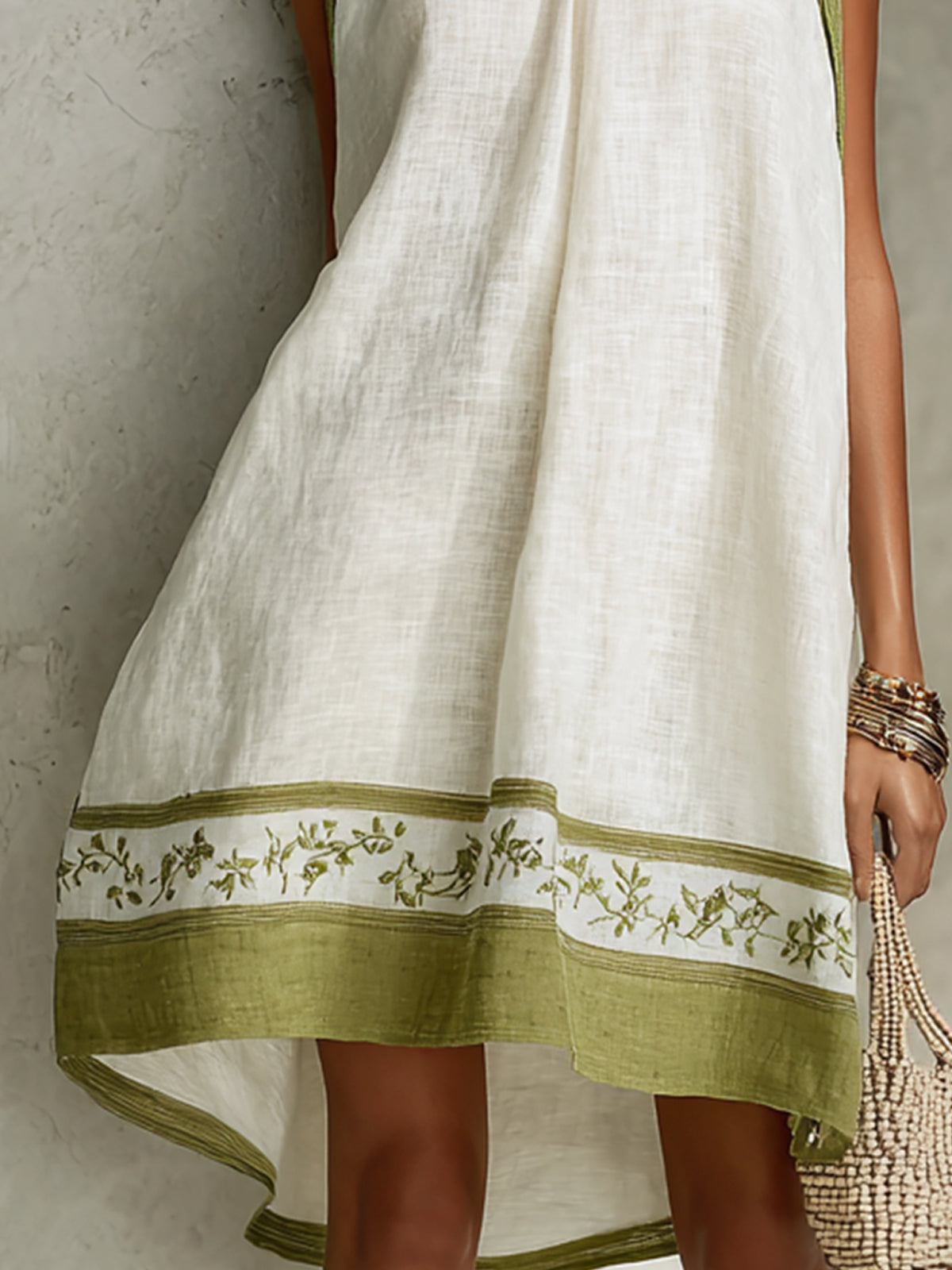 Botanical Trim A-Line Mini Dress
