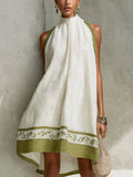 Botanical Trim A-Line Mini Dress