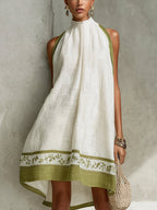 Botanical Trim A-Line Mini Dress