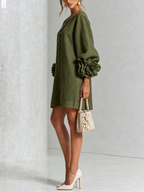 Floral Cuff Button Mini Dress