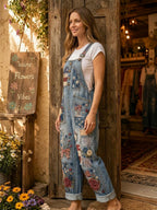 Women's Retro Art Print Jumpsuit