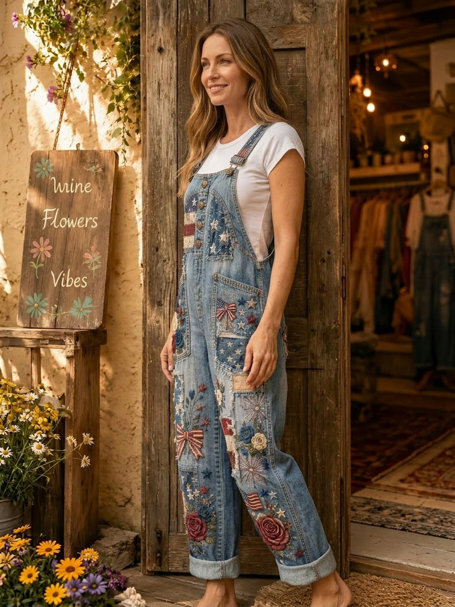 Women's Retro Art Print Jumpsuit