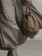 Elegant And Versatile Gray Leopard Print A-line Skirt