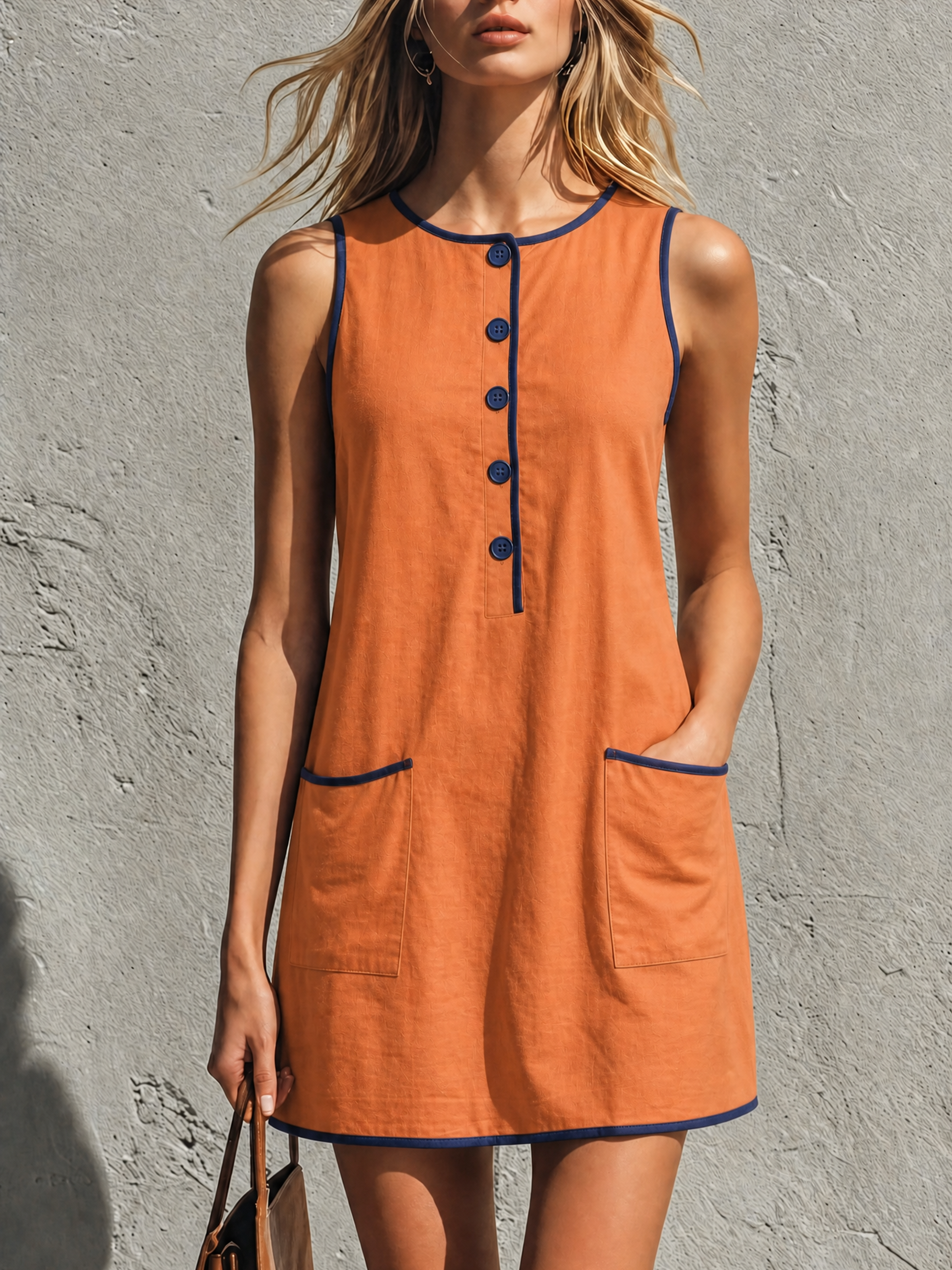 Retro Contrast Trim Mini Dress