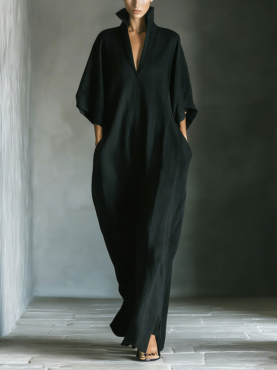 Cotton-Blend Kimono Maxi Dress