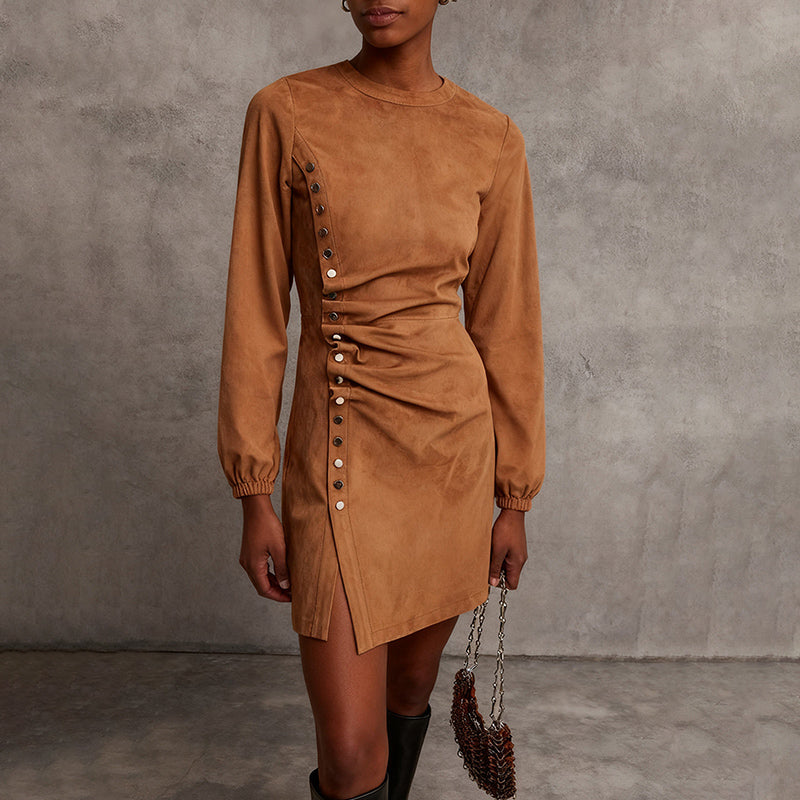 Women's Western Retro Style Autumn And Winter New Suede Dress