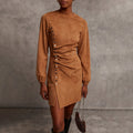 Women's Western Retro Style Autumn And Winter New Suede Dress