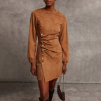 Women's Western Retro Style Autumn And Winter New Suede Dress