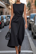 Elegant Solid Color Waist Dress