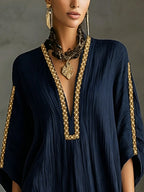 Embroidered Kaftan Mini Dress