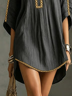 Embroidered Kaftan Mini Dress