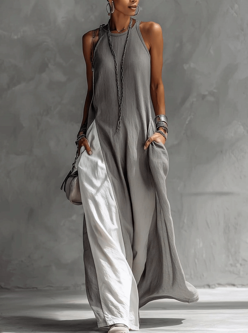 The Gray Color Block Maxi