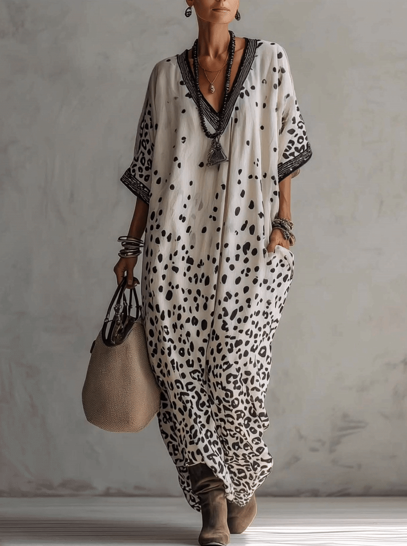 Gradient Leopard Chiffon Maxi Dress