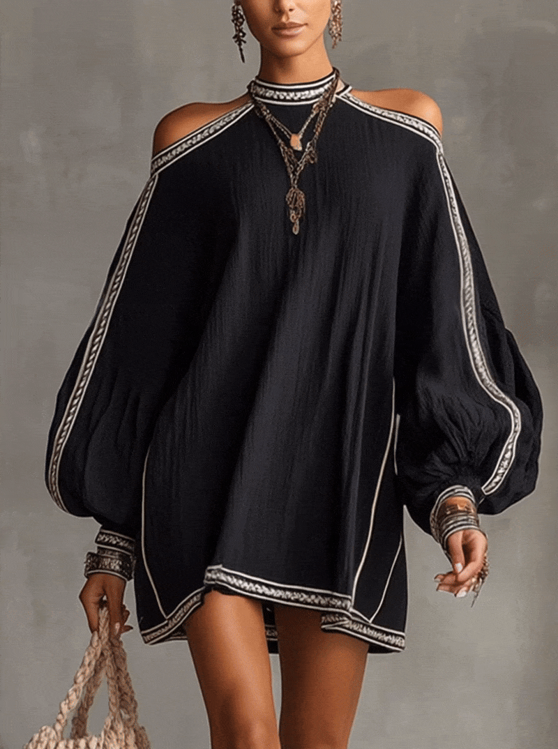 The Black Boho Lantern Dress