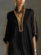 Embroidered Kaftan Mini Dress
